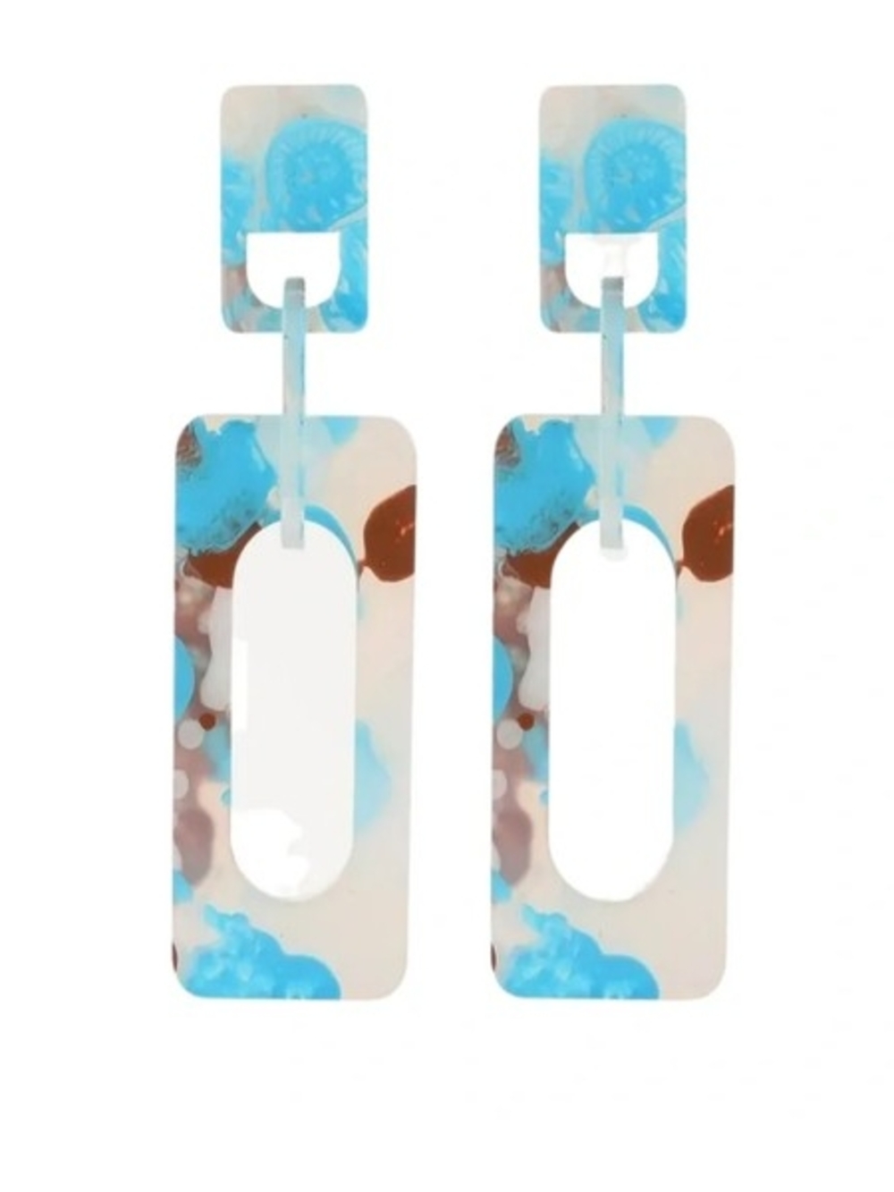 Acrylic Dangle Earrings in Turquoise & Brown